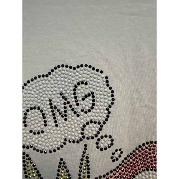 OMG Rhinestone Comic Book Pop Art White Graphic Tee - Picture 2 of 8